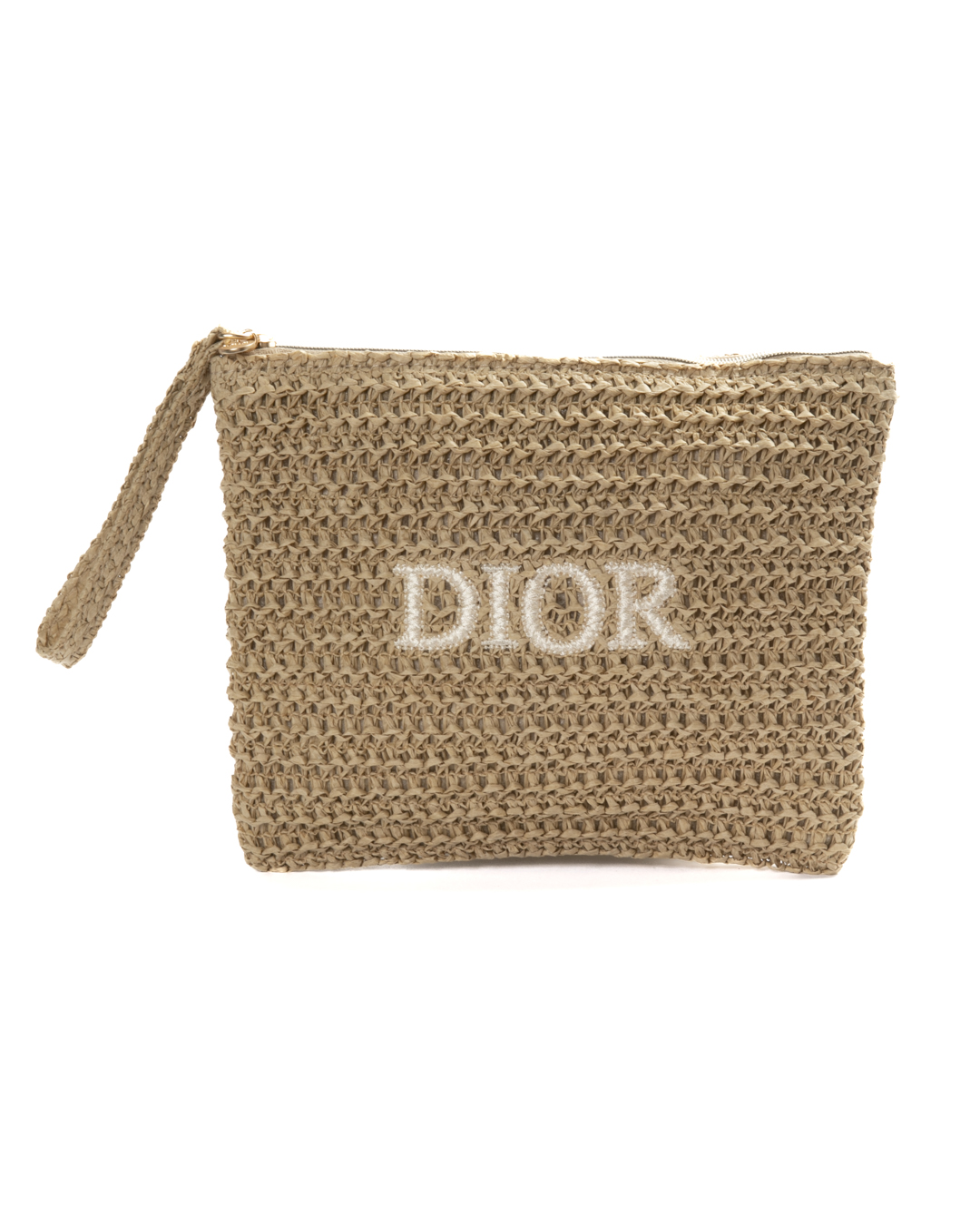 Dior Pochette Logo Rafia Beige