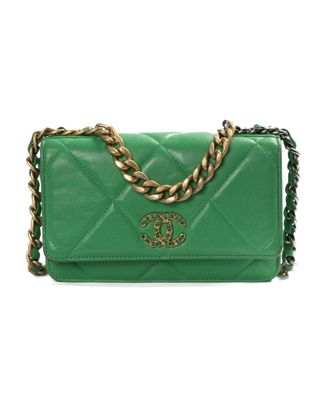 Chanel 19 Wallet On Chain Trapuntata Verde