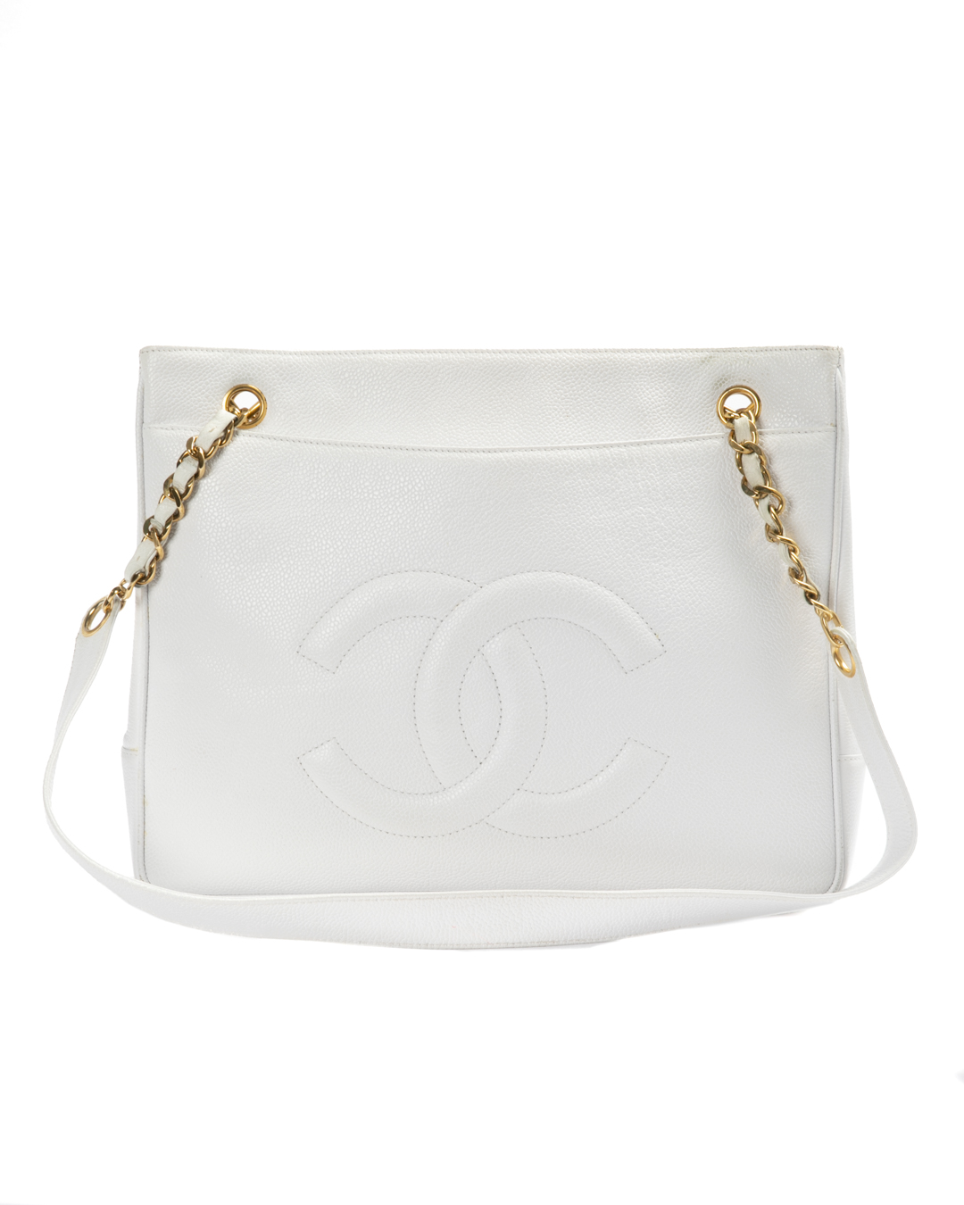 Chanel Tote CC Medium Vintage Caviar Bianca