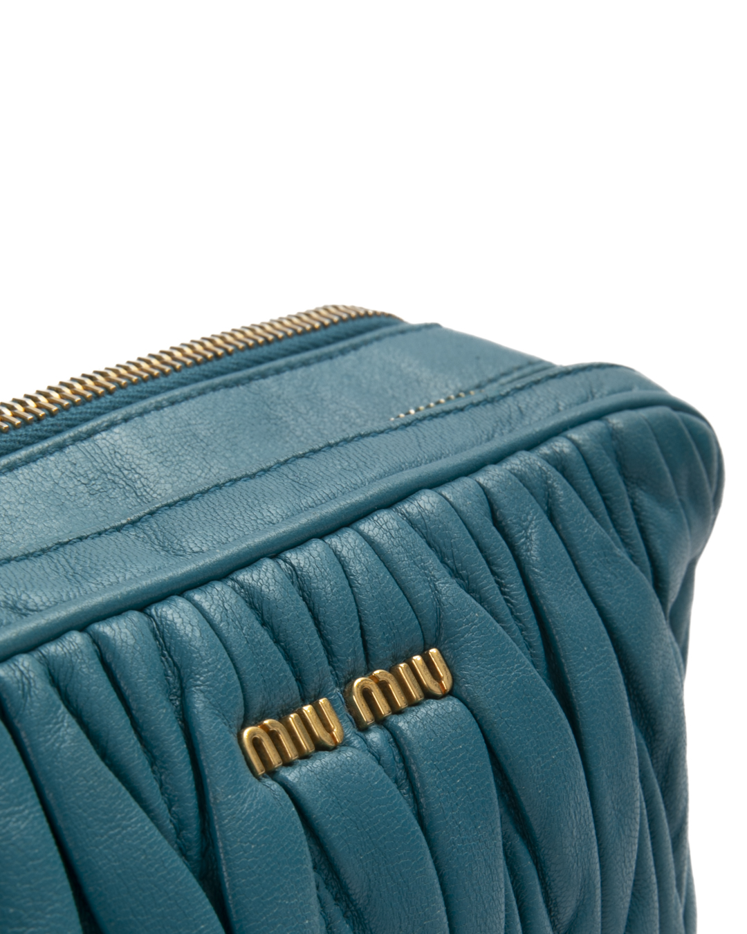 Alternative view of Miu Miu Pochette Zip Small Groffata Blu Petrolio