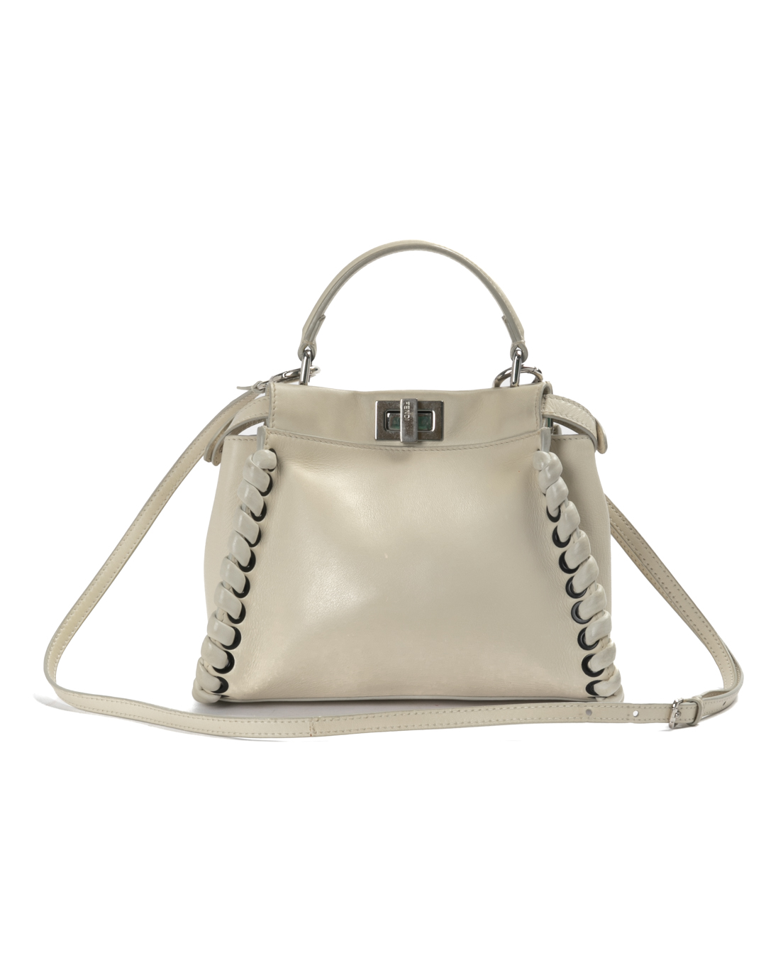 Fendi Peekaboo Mini Intreccio Bianca