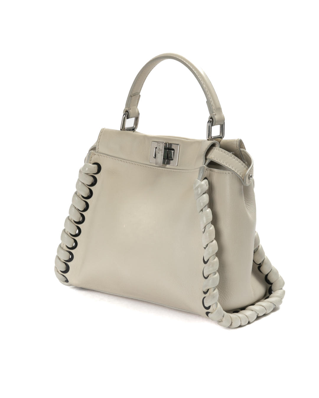 Alternative view of Fendi Peekaboo Mini Intreccio Bianca