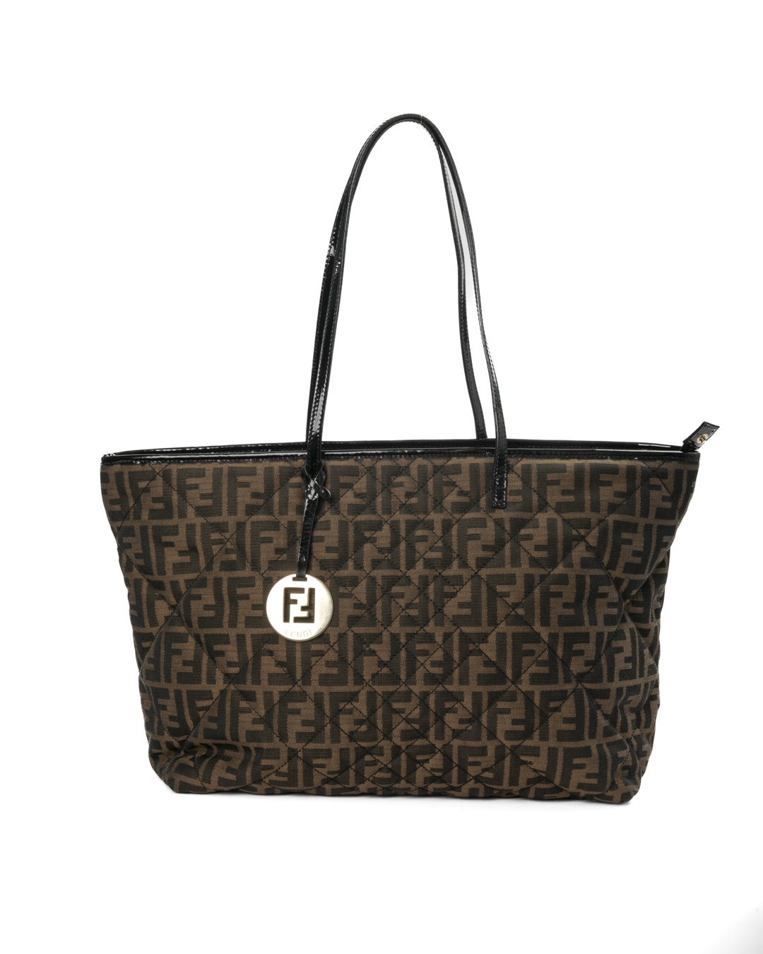 Fendi Roll Bag Medium Trapuntata FF Logomania Marrone