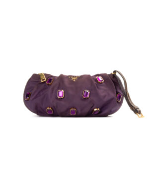Prada Clutch Swarosvki Mini Tessuto Viola