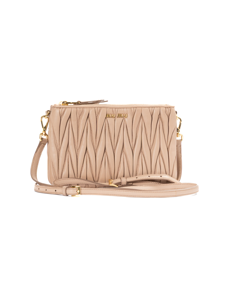 Miu Miu Pochette Zip Small Groffata Cipria