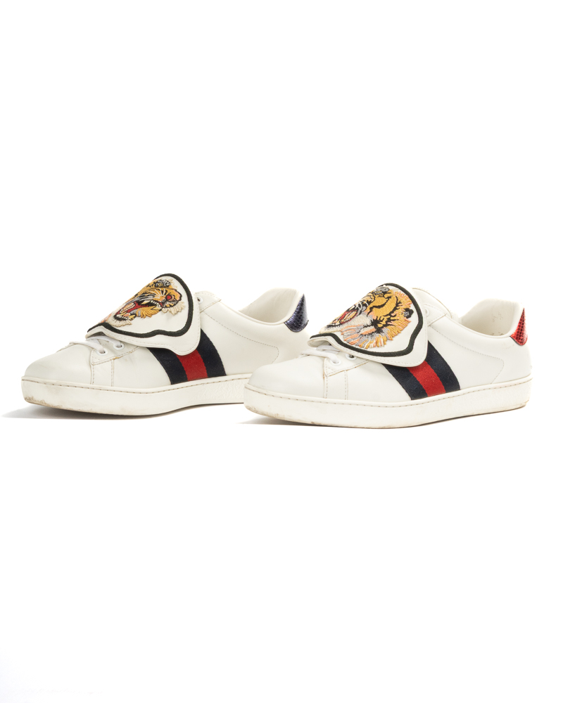 Gucci Sneakers Ace Patches Tiger Bianca