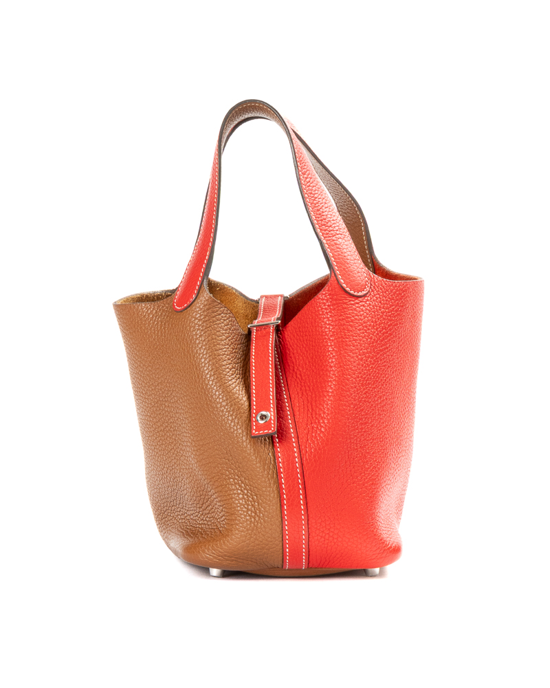 Hermès Sac Picotin Lock 18 Togo Rouge Casaque Gold