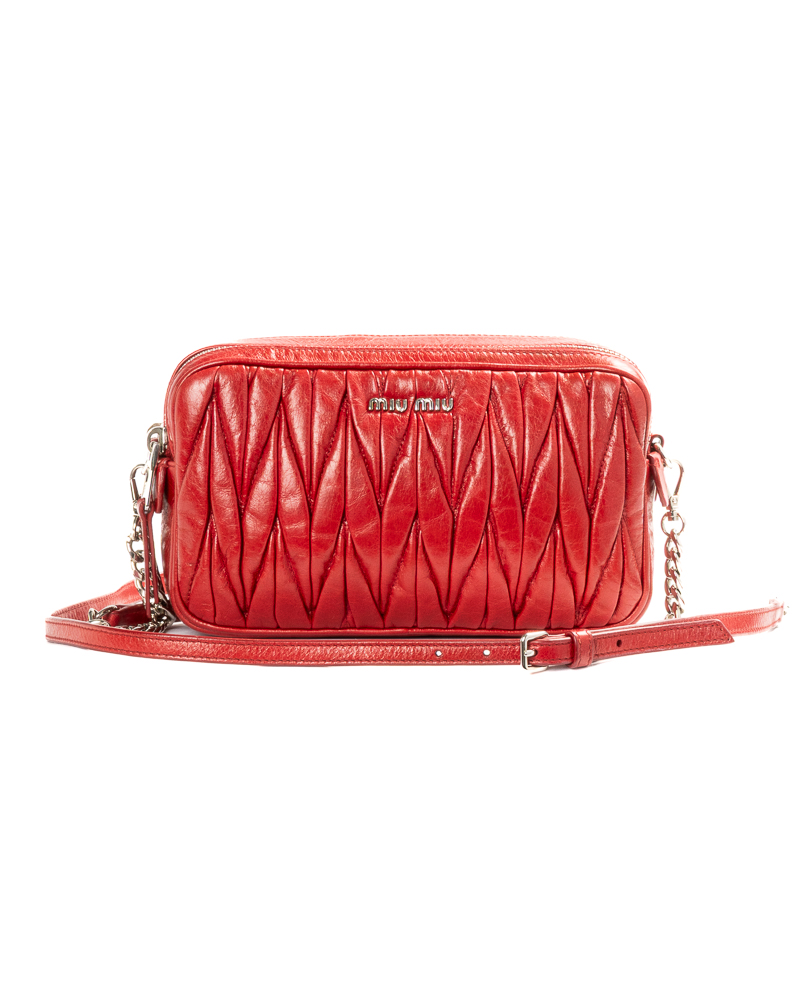 Miu Miu Camera Bag Zip Small Groffata Rossa