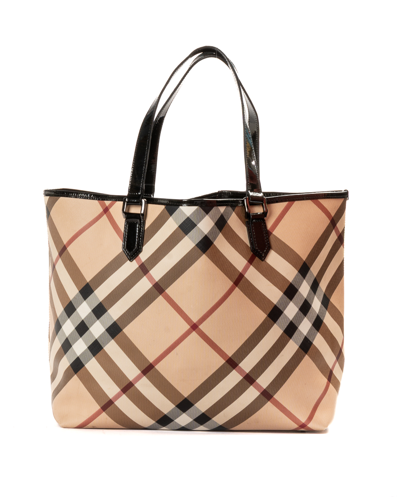 Burberry Shopper Large Check Beige Nera