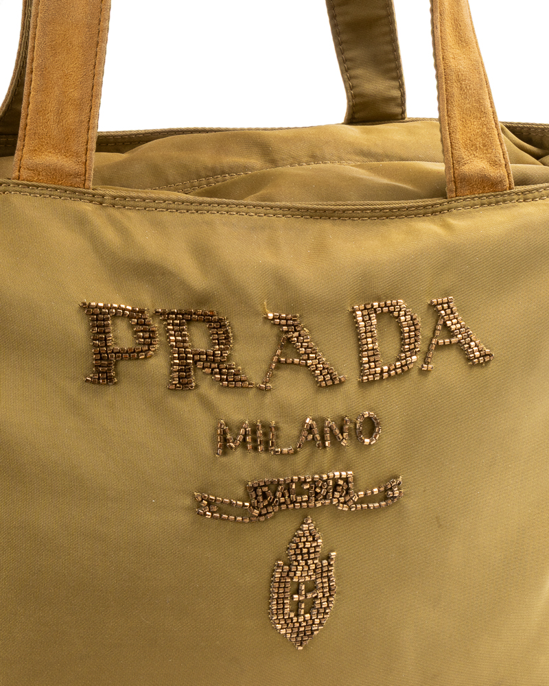 Alternative view of Prada Shopper Logo Perline Small Nylon Verde