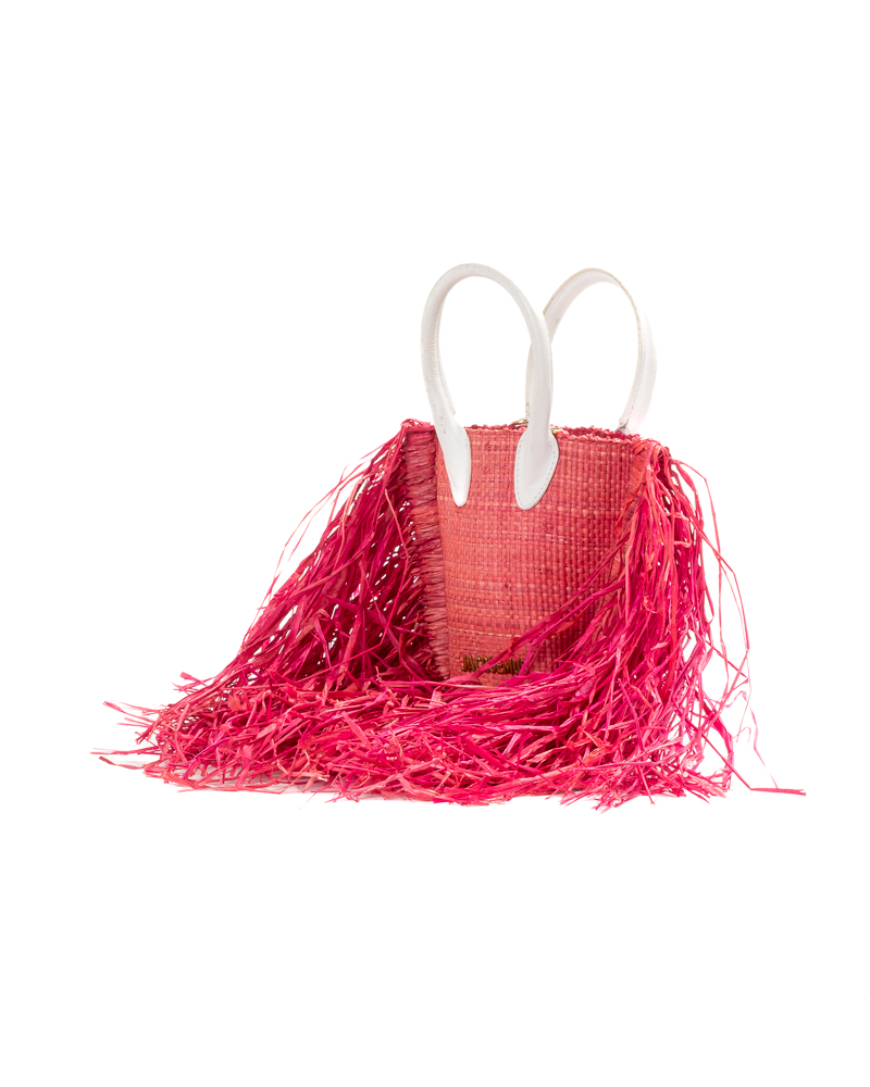 Alternative view of Jacquemus Le Baci Petit Rafia Fucsia Bianca
