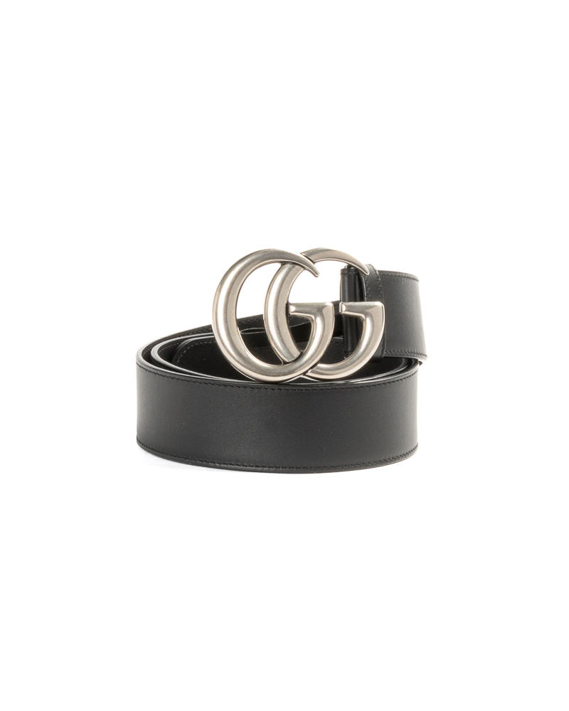 Gucci Cintura GG Marmont Nera Argento