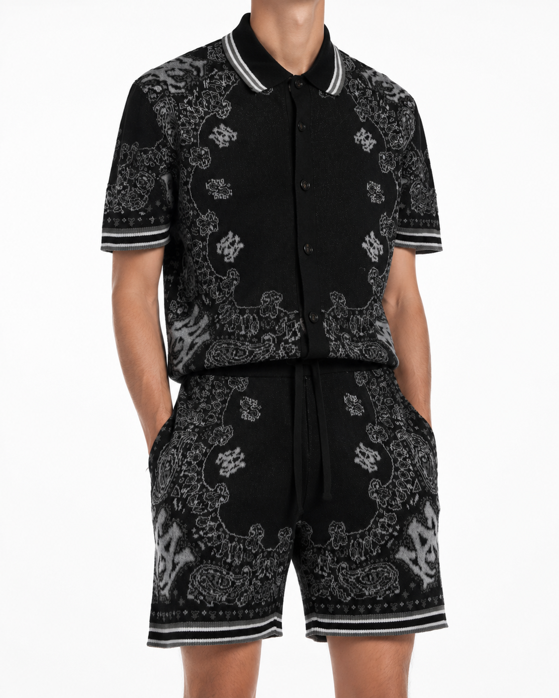 Amiri Completo Bandana Polo + Bermuda Nero