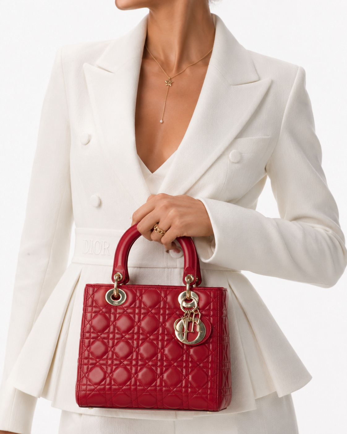 Alternative view of Dior Lady Medium Cannage Rossa
