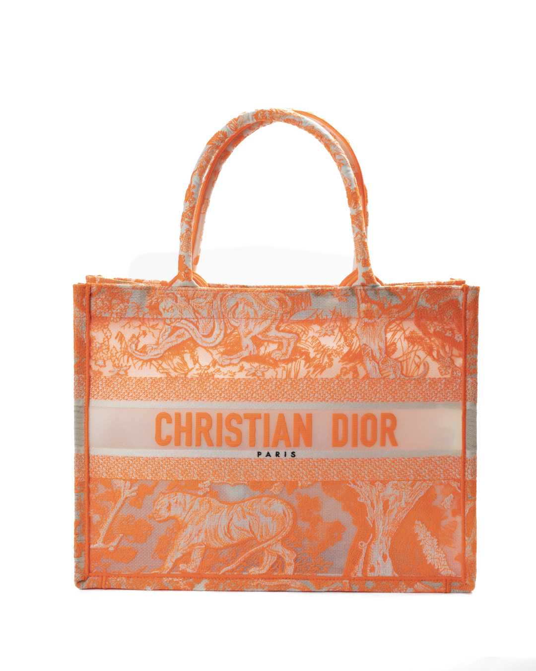 Dior Book Tote Medium Toile De Jouy Arancione