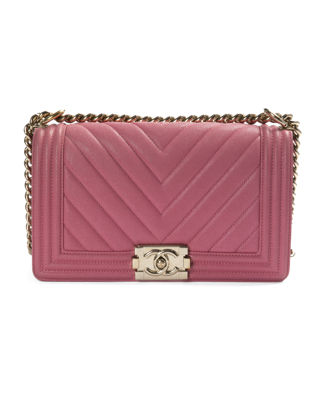 Chanel Boy Medium Chevron Caviar Rosa