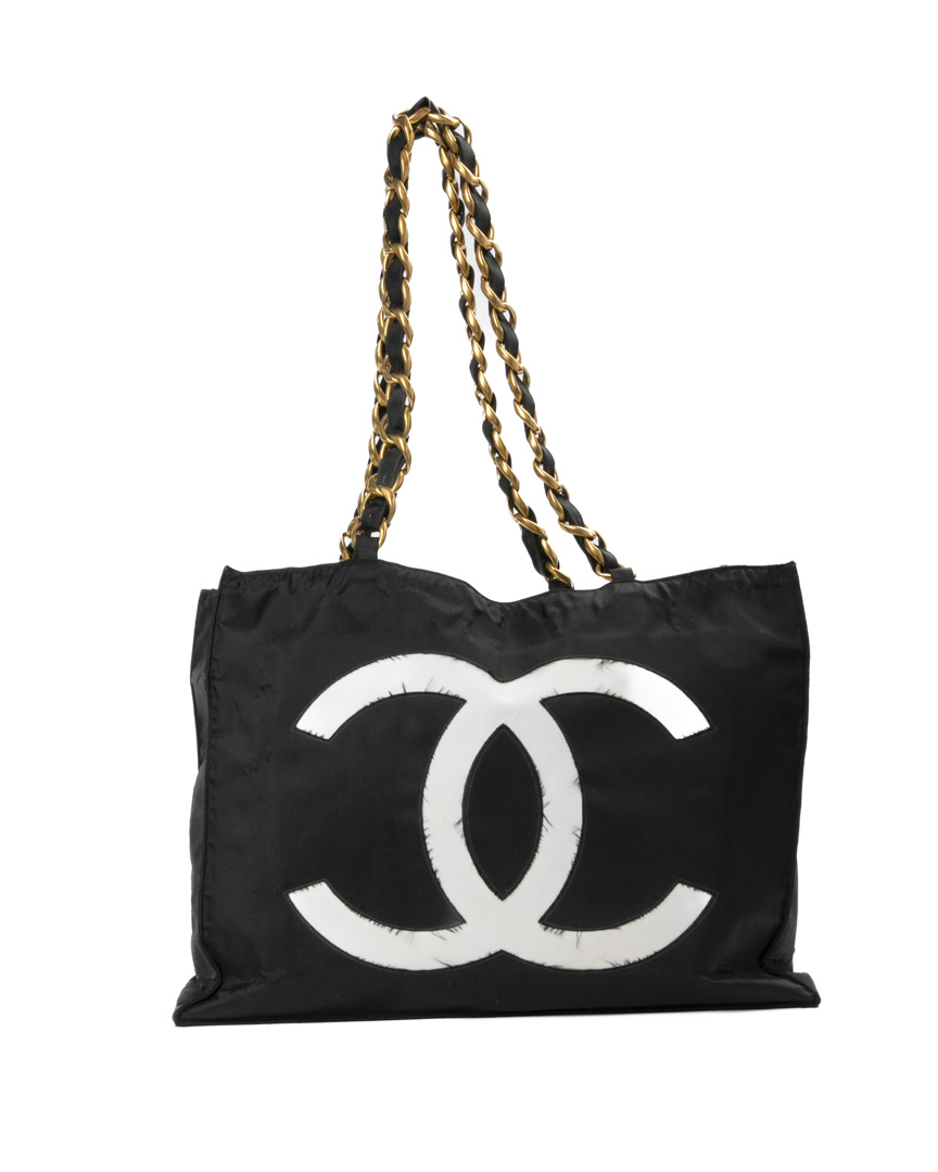 Chanel Tote CC Logo Medium Tessuto Nero
