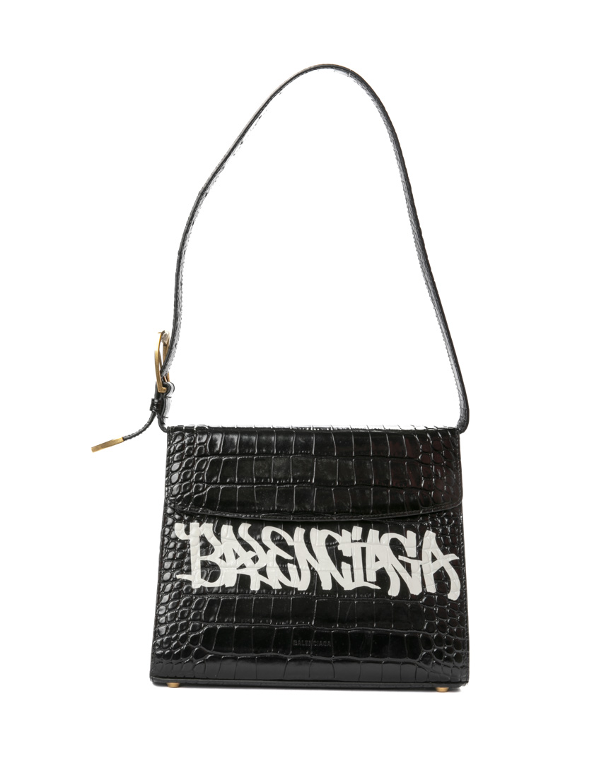 Balenciaga Ghost Bag Graffiti Medium Cocco Nera