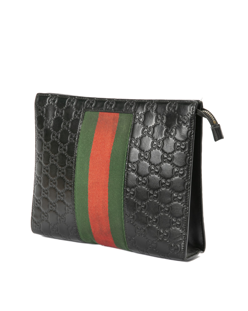 Alternative view of Gucci Pochette Web GG Guccissima Nera