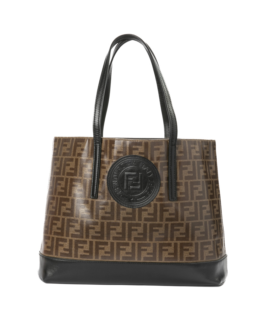 Fendi Tote Century Medium FF Logomania Marrone