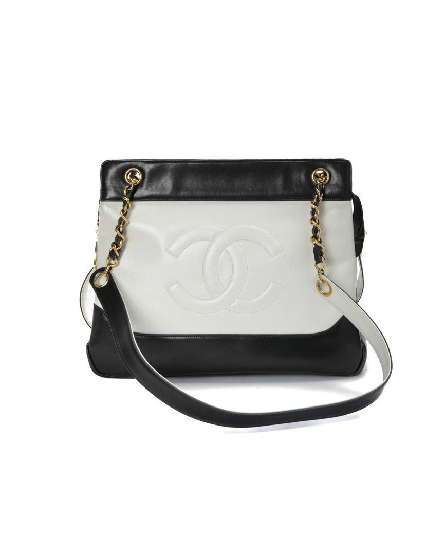 Chanel Tote CC Vintage Bicolor Nera