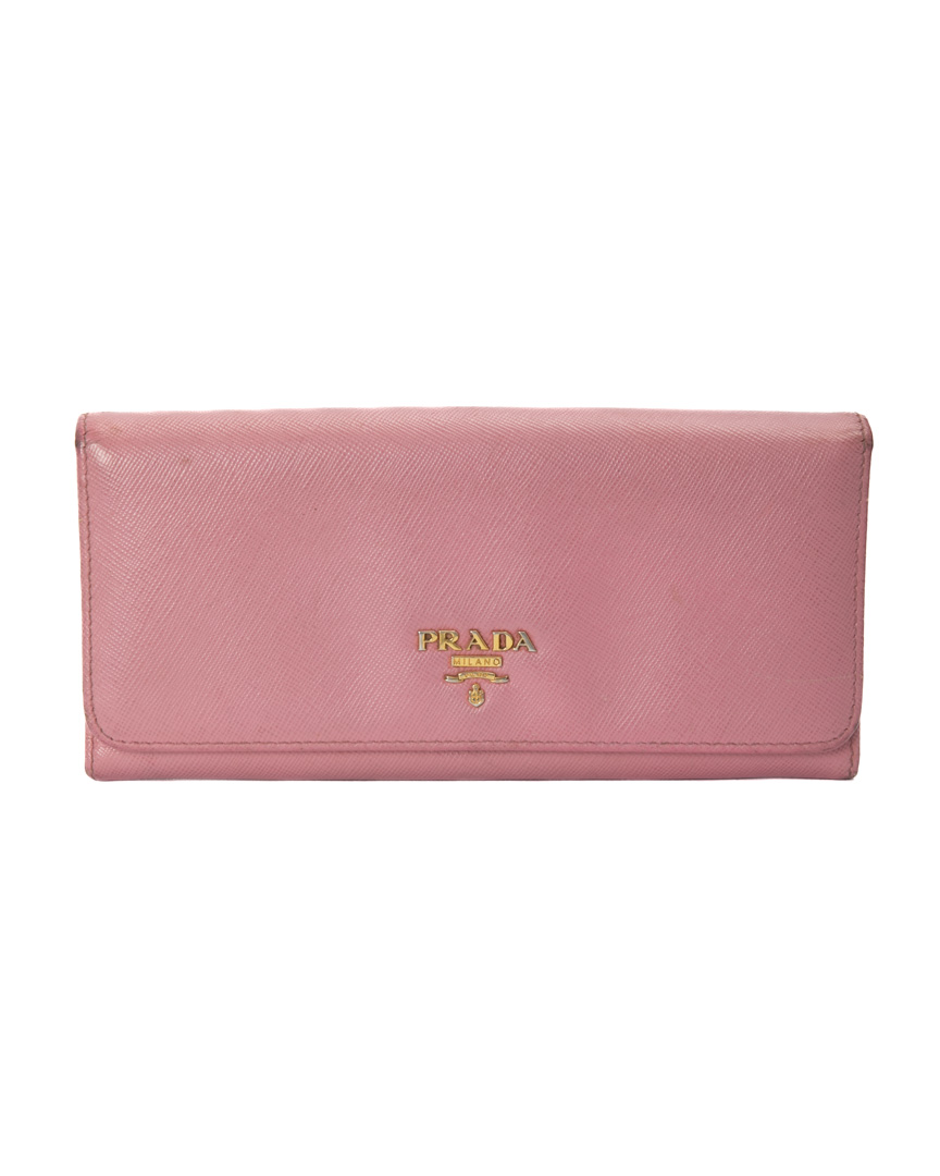 Prada Portafoglio Clip Saffiano Rosa
