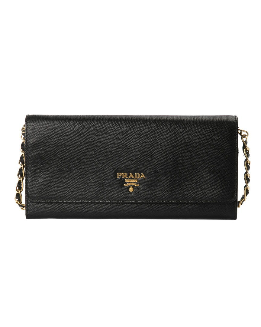 Prada Pochette Wallet On Chain Saffiano Nera
