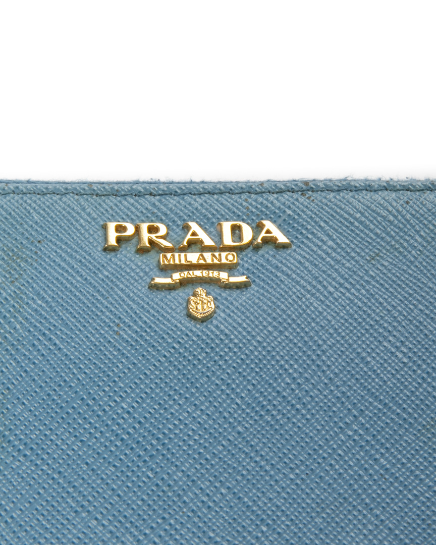 Alternative view of Prada Portafoglio Zip Saffiano Azzurro