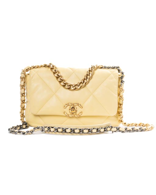 Chanel 19 Flap Small Trapuntata Giallo Burro