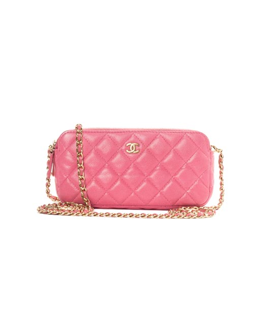 Chanel Pochette Double Zip Mini Caviar Rosa