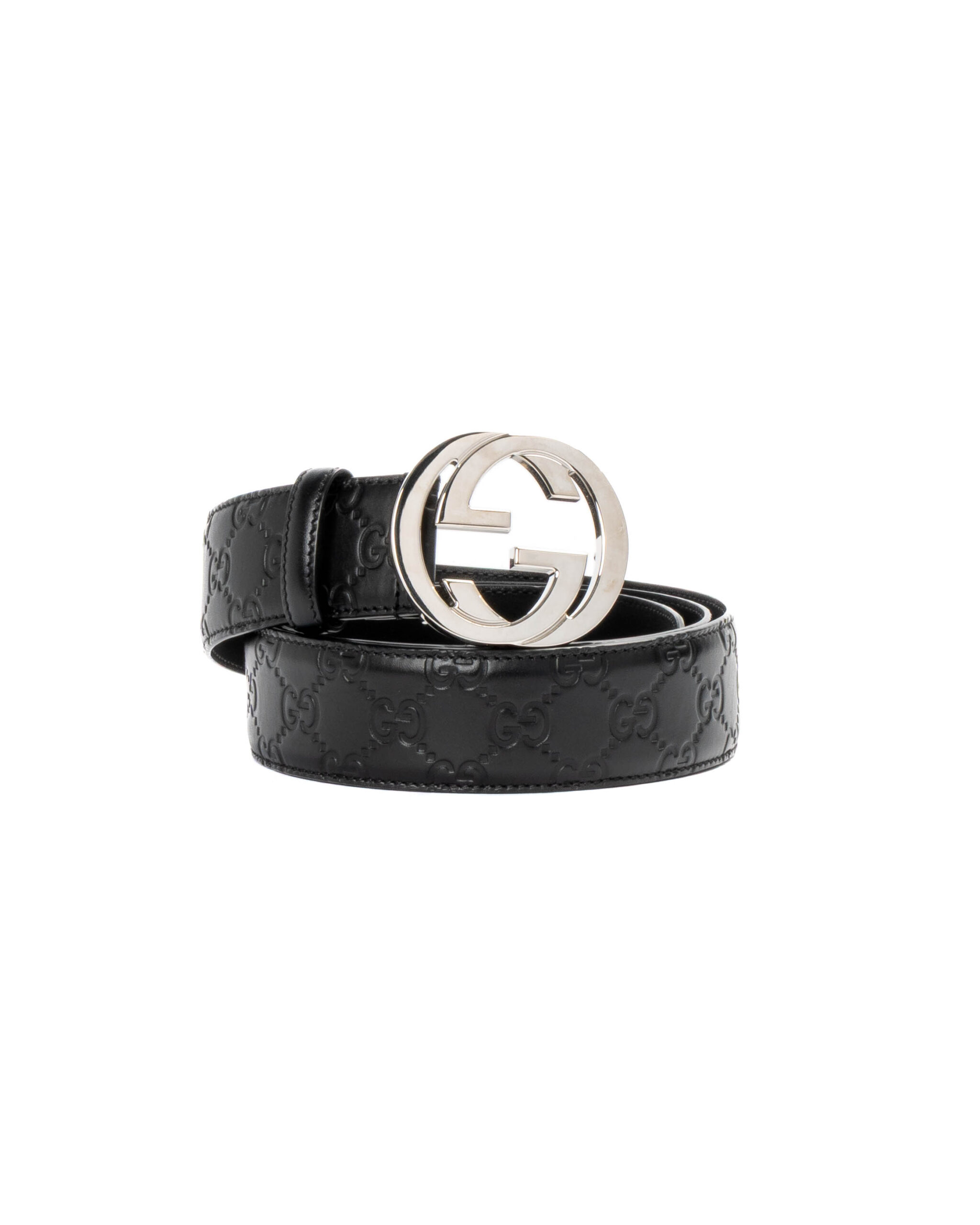 Gucci Cintura Interlocking GG Guccissima Nera