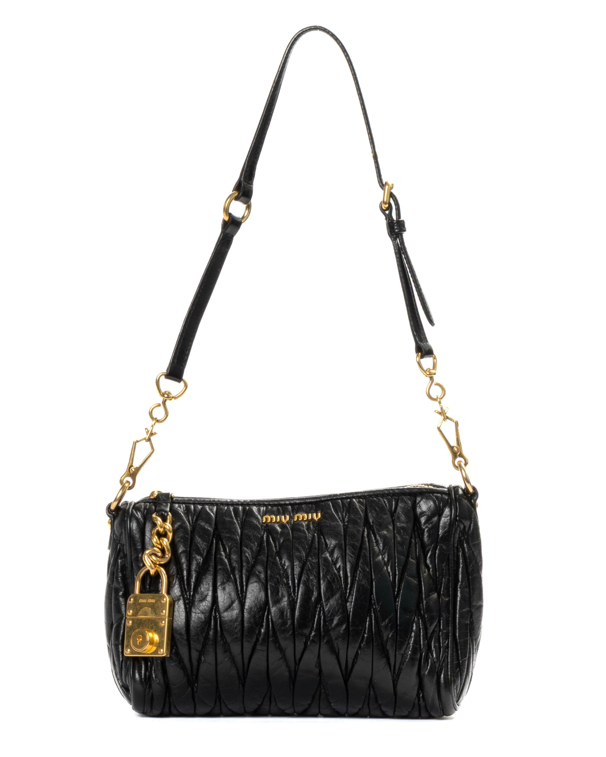 Miu Miu Pochette Lock Small Groffata Nera