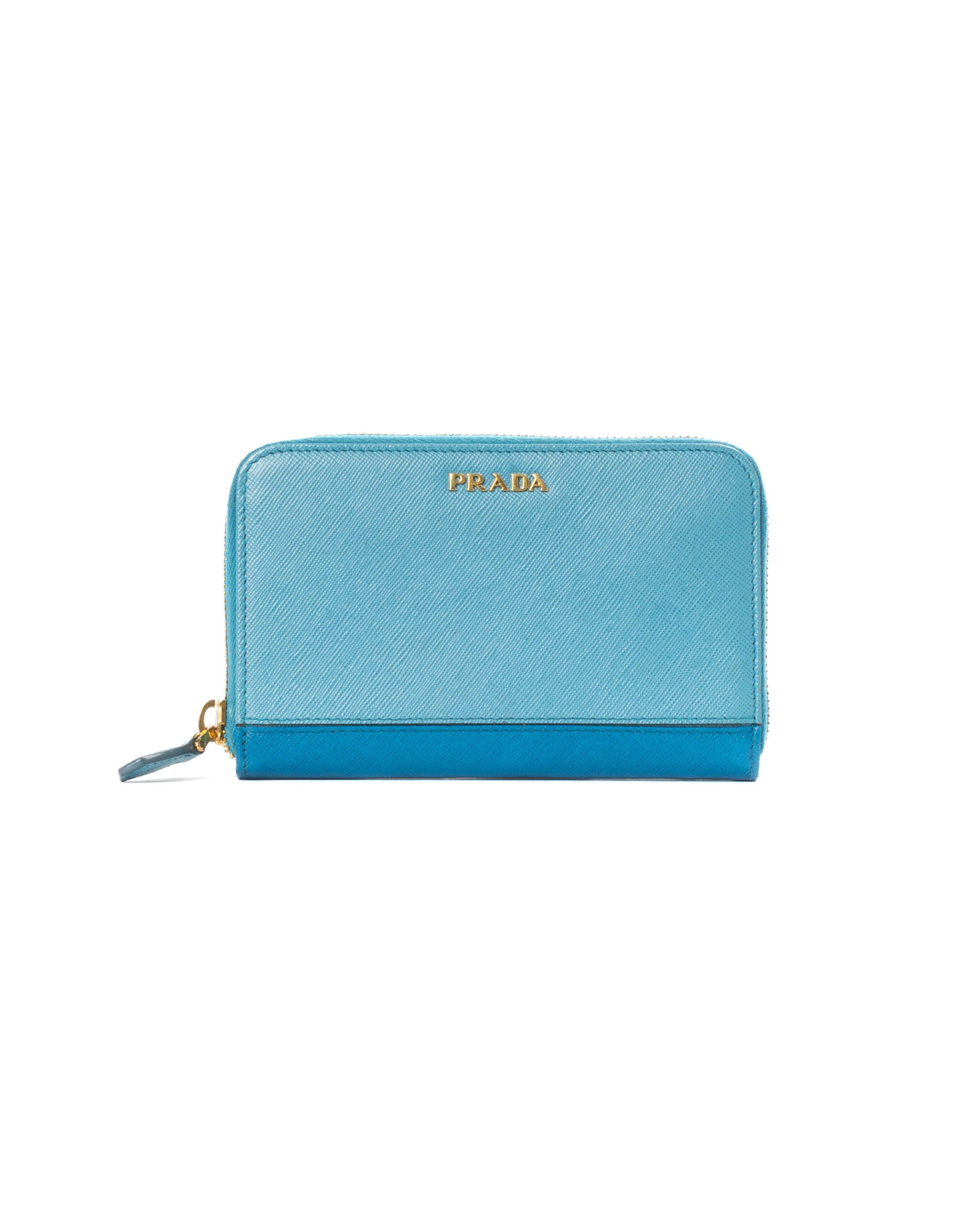 Prada Portafoglio Zip Saffiano Bicolo Azzurro