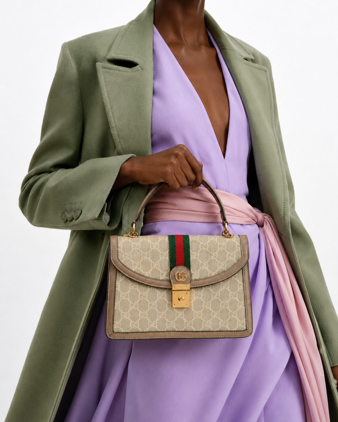 Alternative view of Gucci Ophidia Handle Small GG Supreme Beige