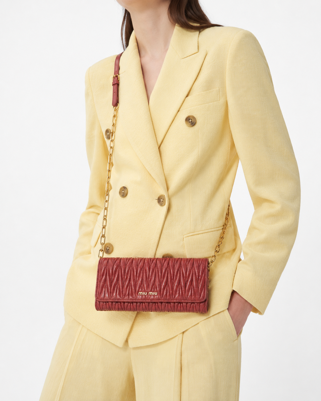 Alternative view of Miu Miu Pochette Wallet On Chain Groffata Rosa