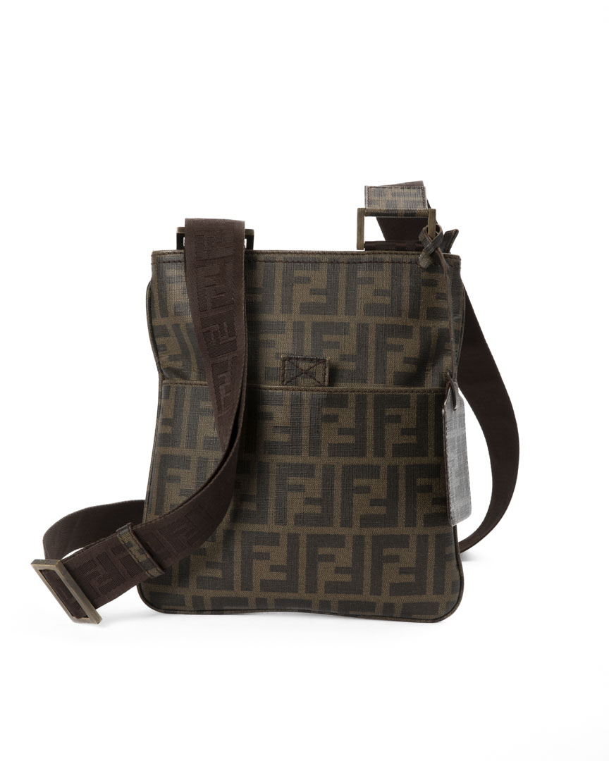 Fendi Tracolla Man Small FF Logomania Marrone