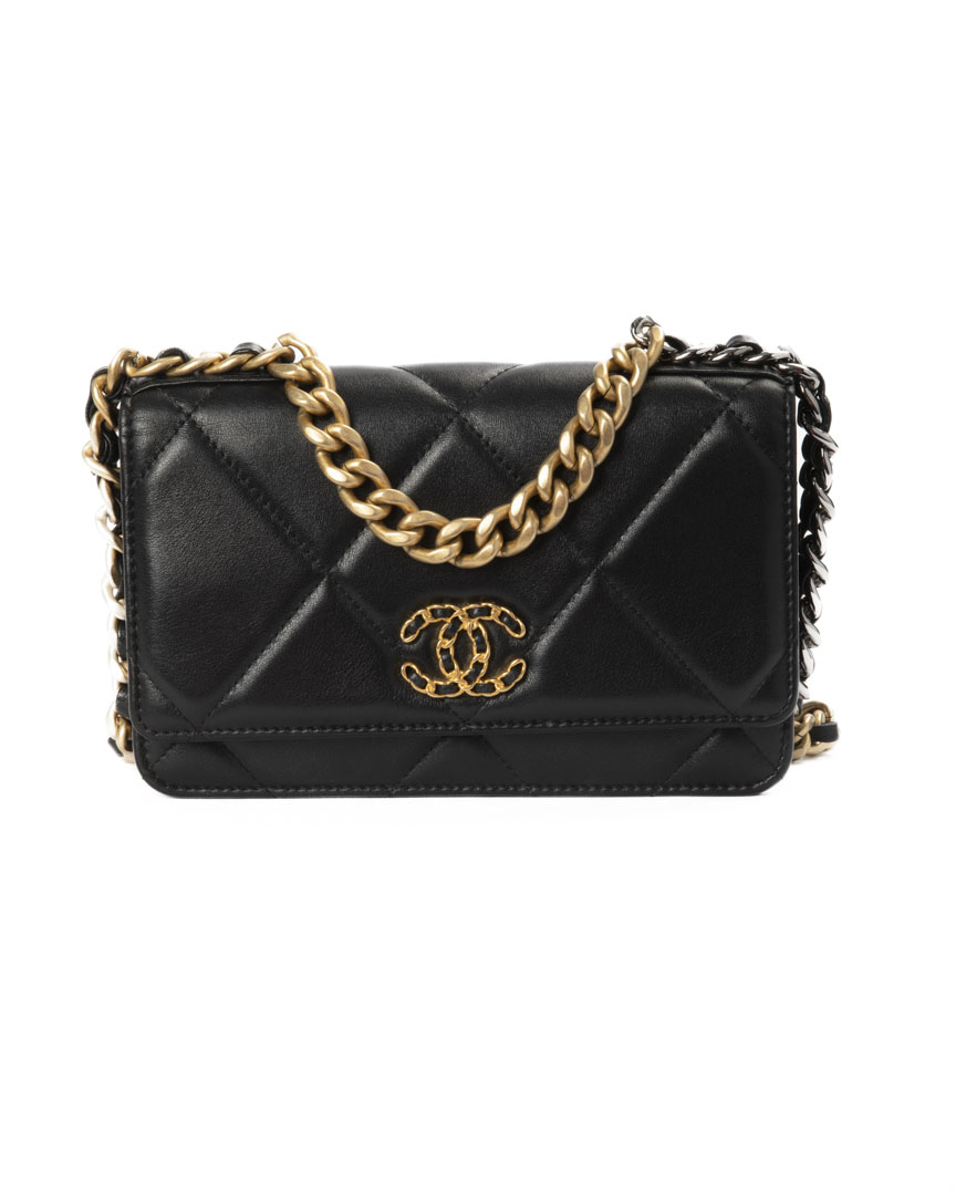 Chanel 19 Wallet On Chain Trapuntata Nera