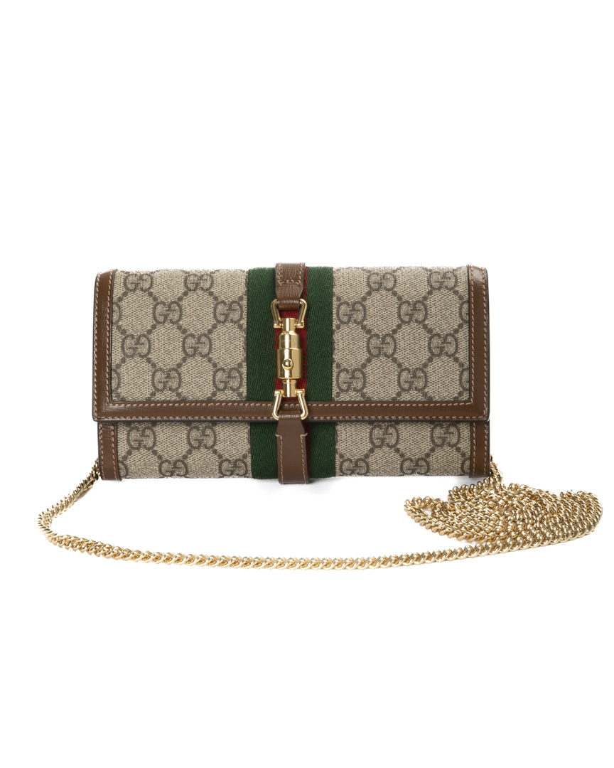 Gucci Jackie Wallet On Chain GG Supreme Marrone