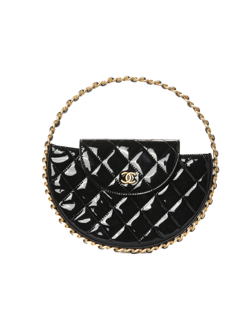 Chanel Hoop Bag Timeless Small Vernice Nera