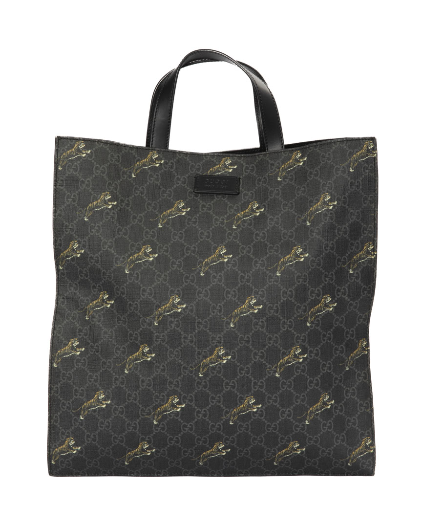 Gucci Tote Vertical Tiger GG Supreme Nero