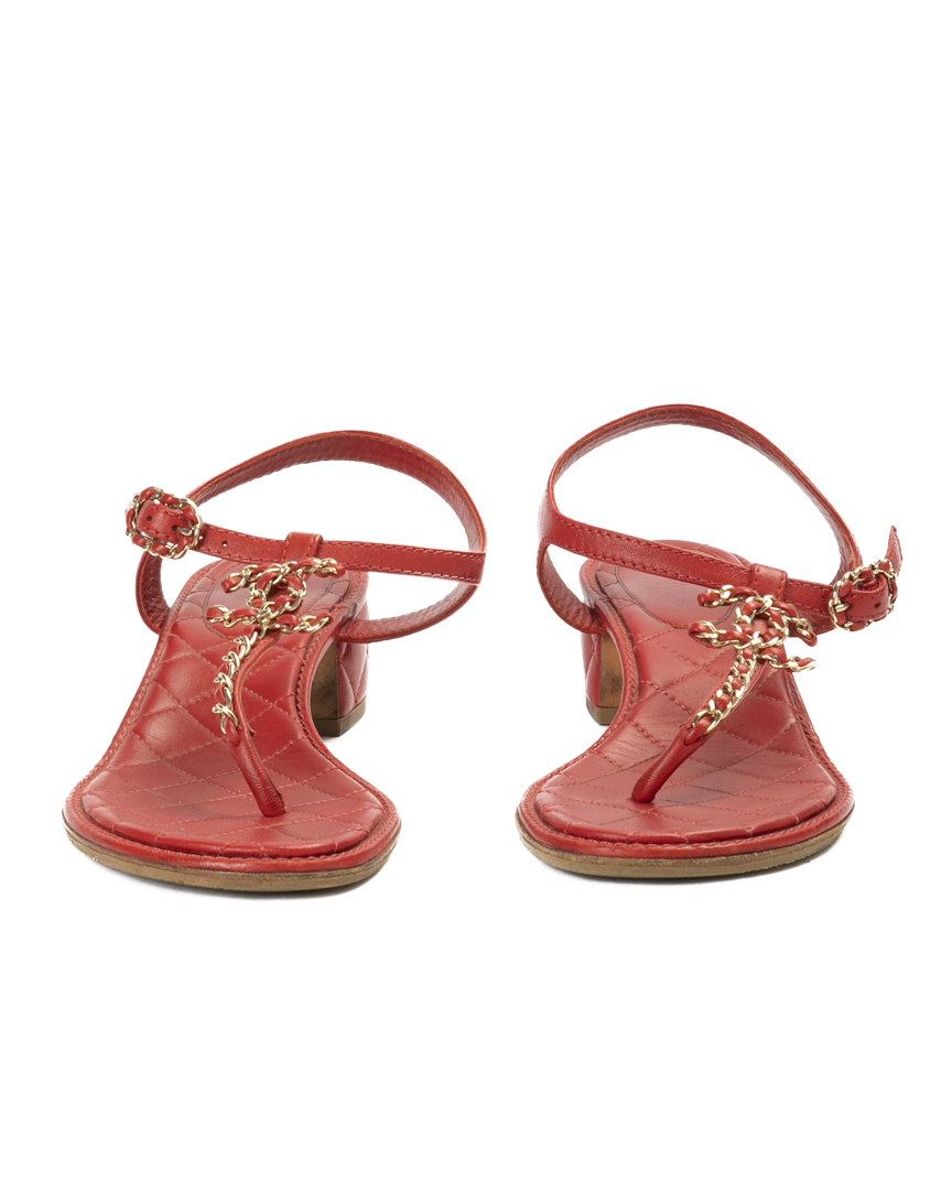 Chanel Sandali Infradito CC Chain Rosso
