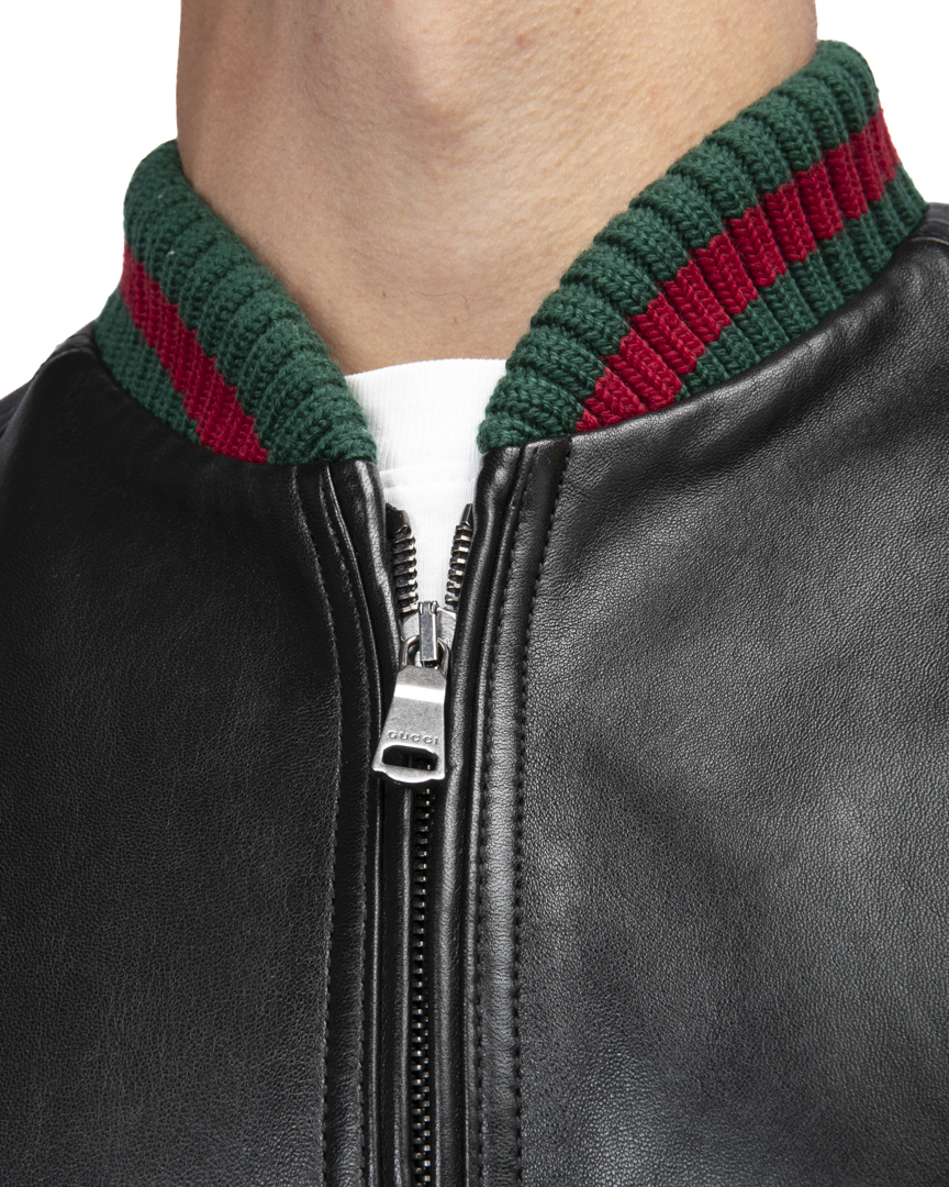 Alternative view of Gucci Giubbotto Bomber Web Pelle Nero