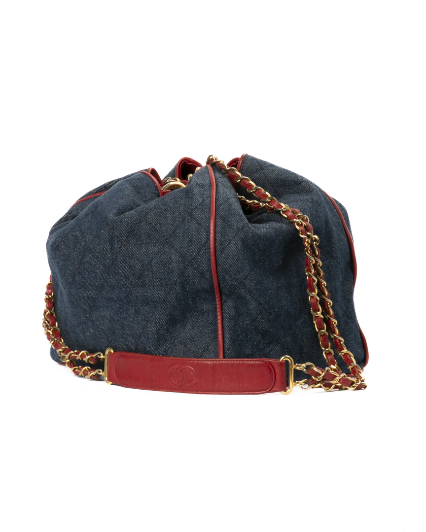 Alternative view of Chanel Bucket Vintage Chaint Trapuntato Denim Blu