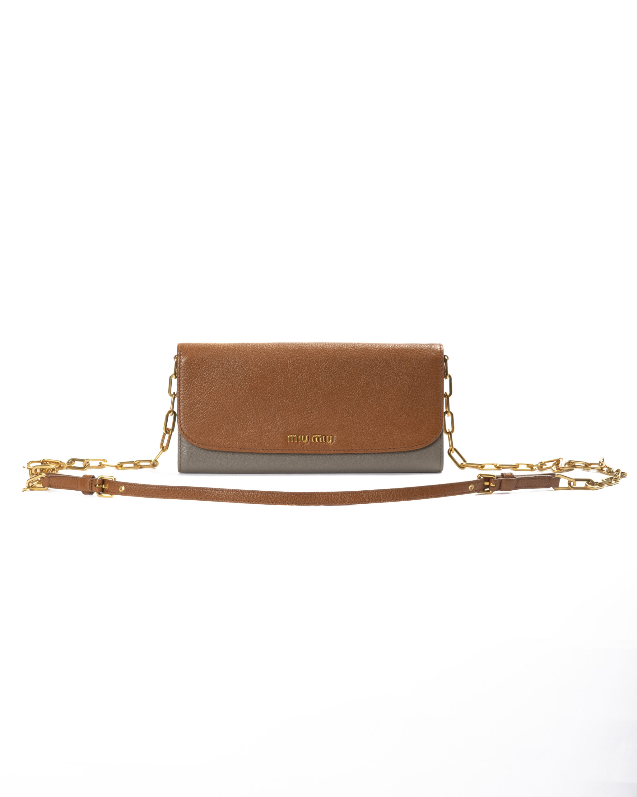 Miu Miu Pochette Wallet On Chain Granulata Biscotto