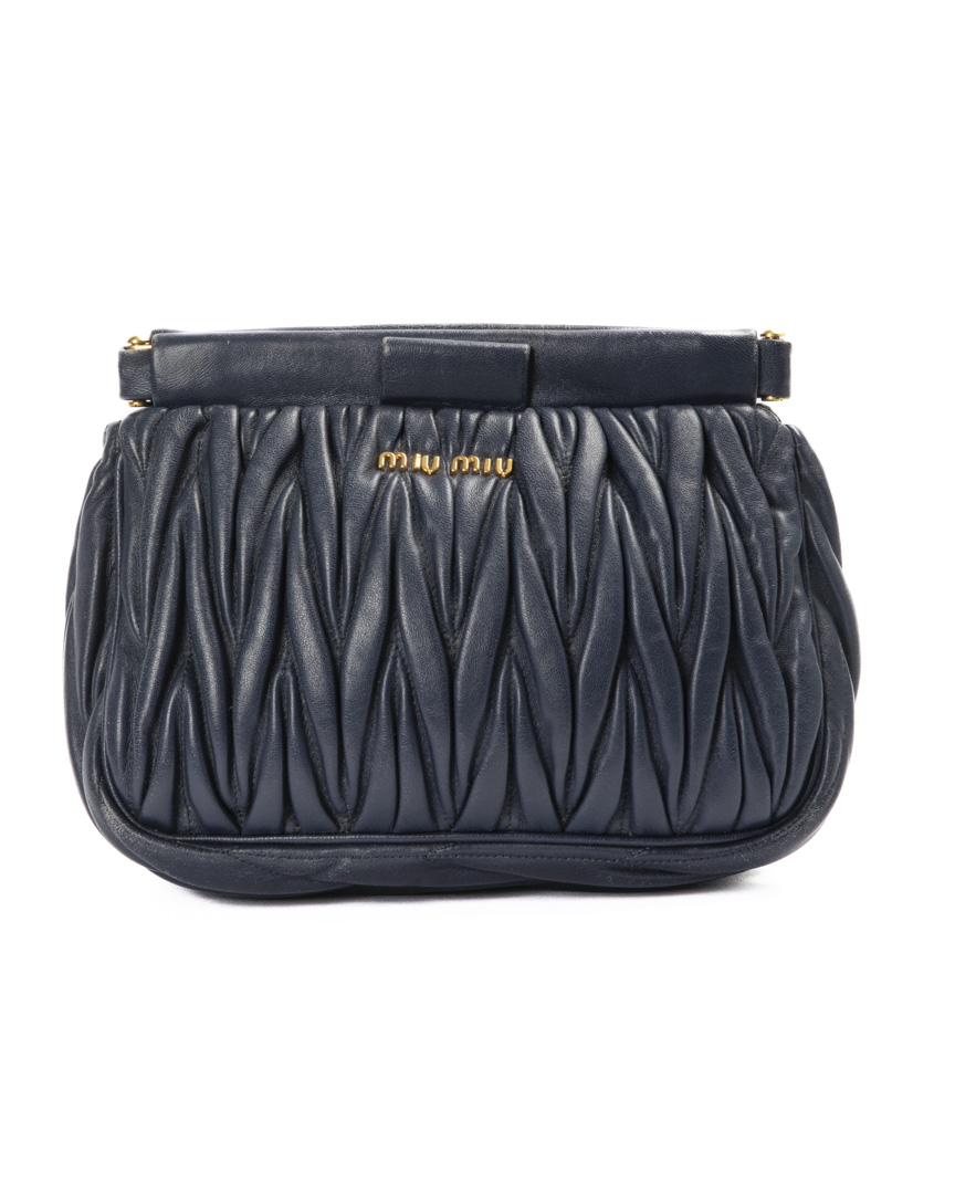 Miu Miu Pochette Small Groffata Blu