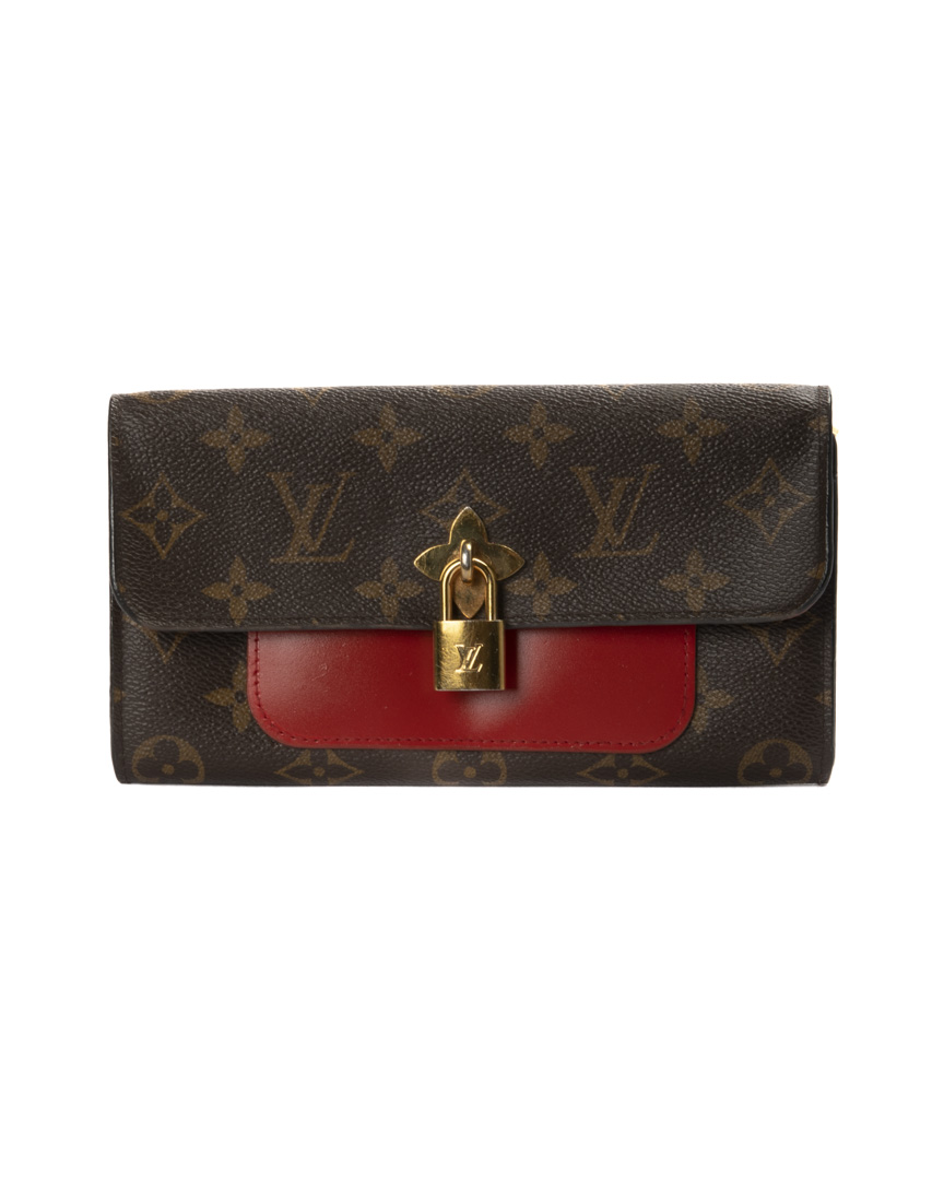 Louis Vuitton Portafoglio Flower Lock Rosso Monogram