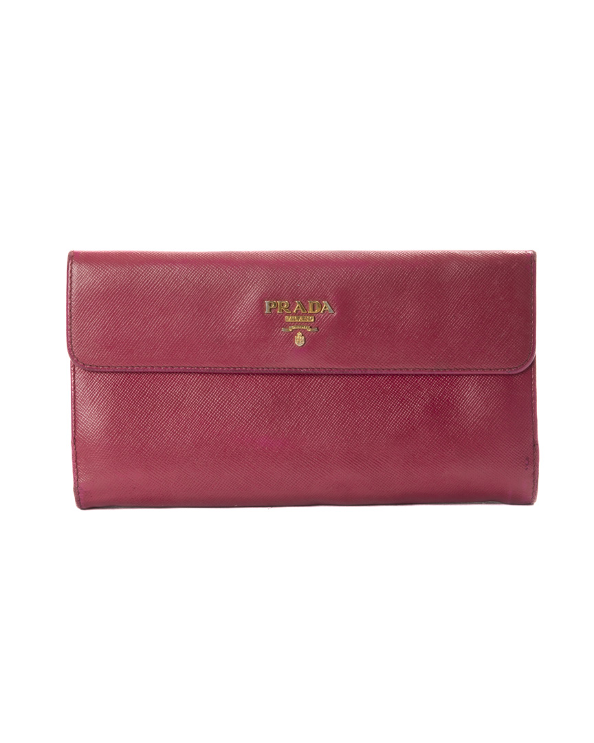 Prada Portafoglio Clip Saffiano Fucsia