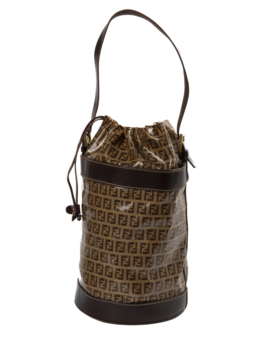 Fendi Bucket Small FF Zucchino Vernice Marrone
