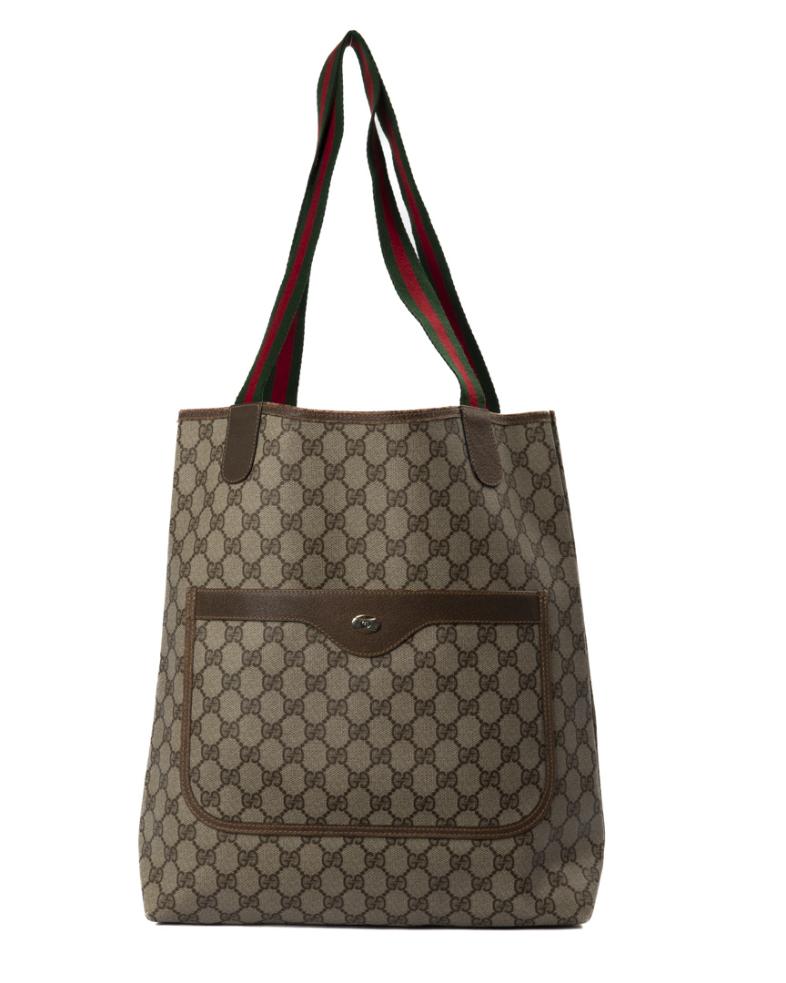 Gucci Tote Vertical Vintage GG Supreme Marrone