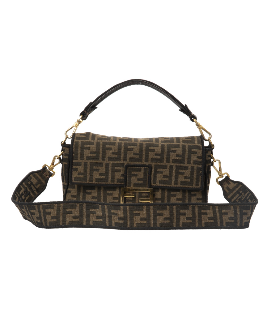 Fendi Baguette Medium FF Logomania Marrone